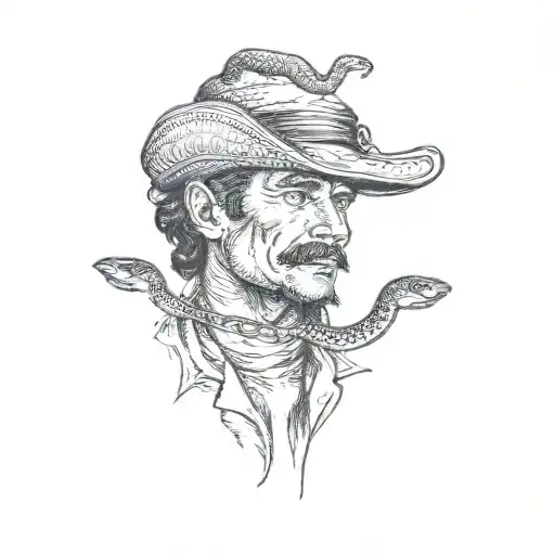 A Man With A Hat And A Snake On His Head