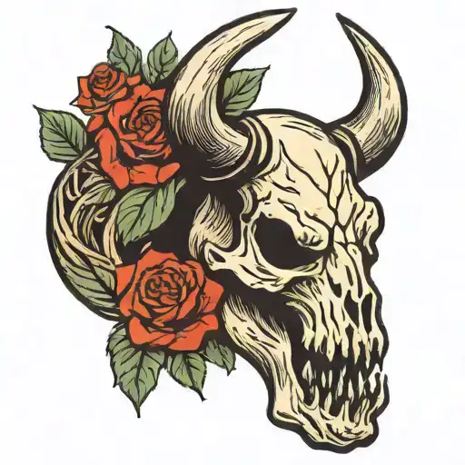 Bull Skull And Roses