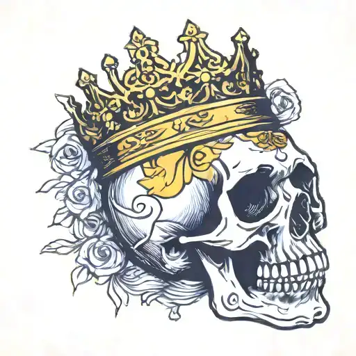 Skull Wearing Gold Crown