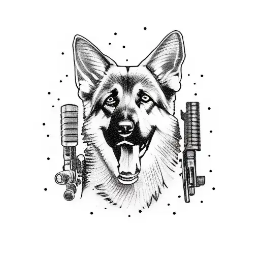 German Shepard With Ar-15 On Farm