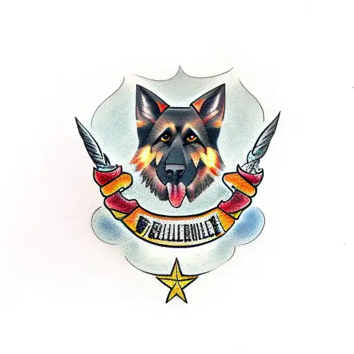 German Shepard Holding Rifle