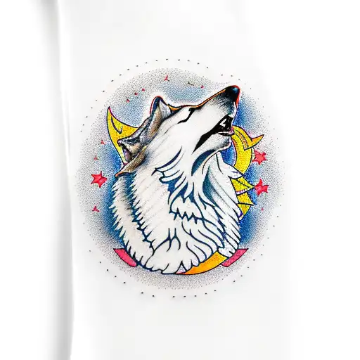 Arm Sleeve Wolf Praying For The Moon In A Cherryblossom Field