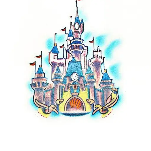 A Traditional-style Castle With Disney Characters