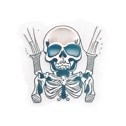 Hawaiian Skeleton Sitting On A Beach Chair