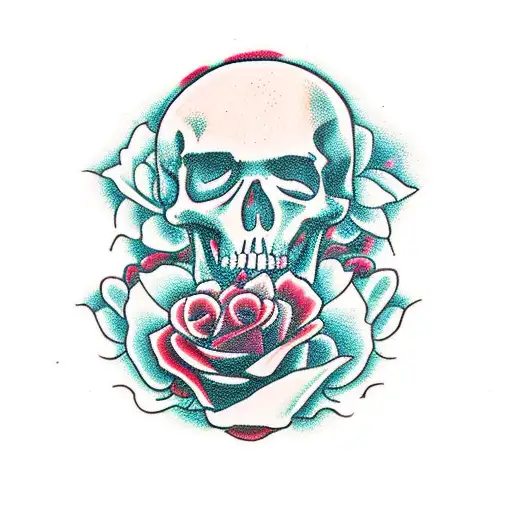 A Skeleton Playing A Piano Surrounded By Red Roses