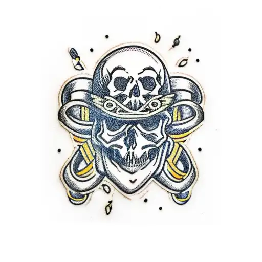 Skull Witha Baouzouki And A Resistor As X Bones