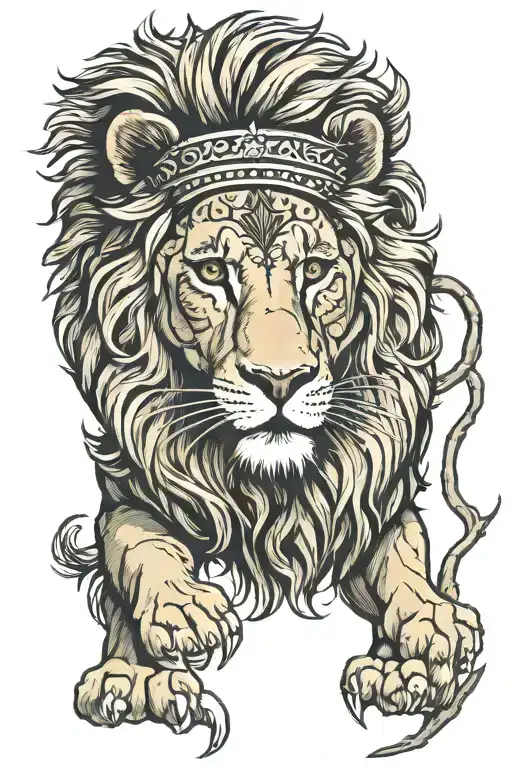 Lion In The Savana Full Color