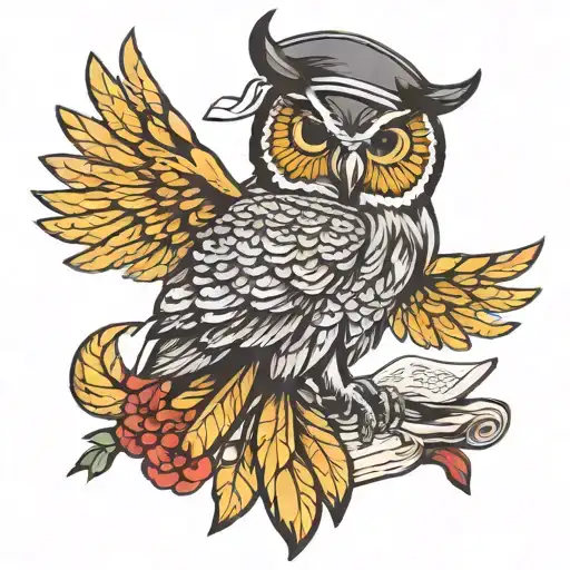 India With Owl With Diploma