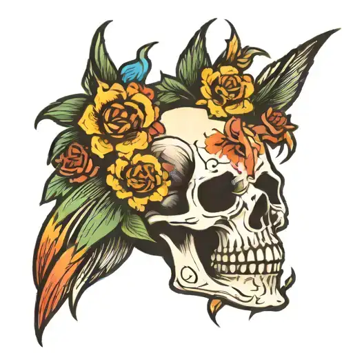 Phoenix Skull Flowers