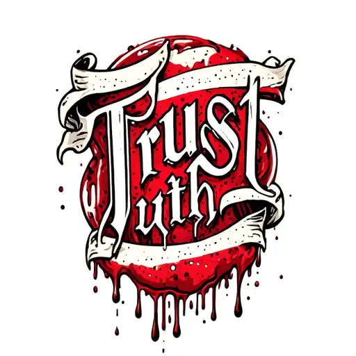Trust With Dripping Blood Lettering