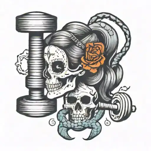 Girl Skull Snake Weight Dumbbell Intertwined