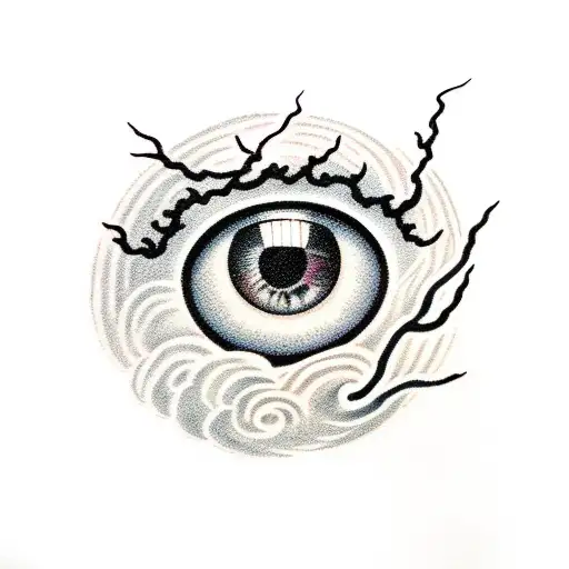 Eye In Storm Cloud With Lightning