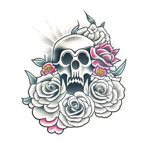 Flowers Skull Pointy
