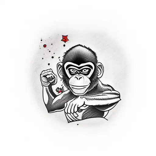 Silly Monkey On A Karate Kimono Fighting