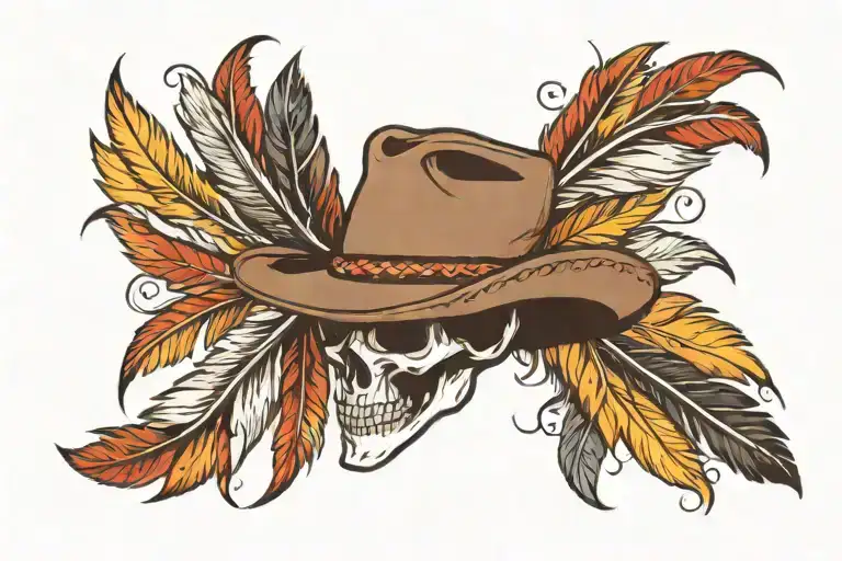 Western Theme Half Sleeve Featuring Feather