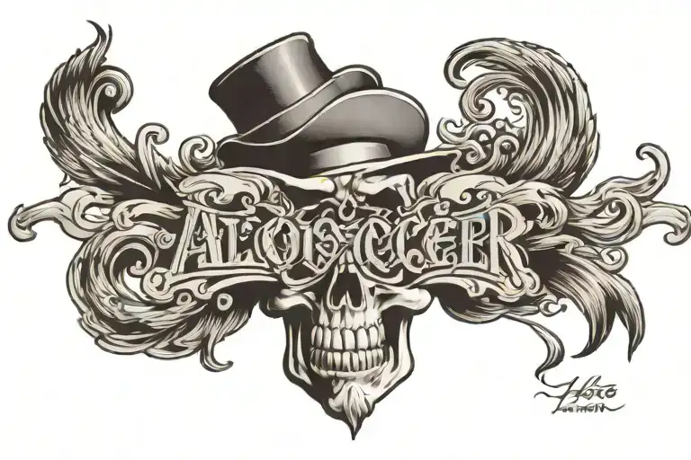 The Word Alcocer As A Back Tattoo In A Gangster Font