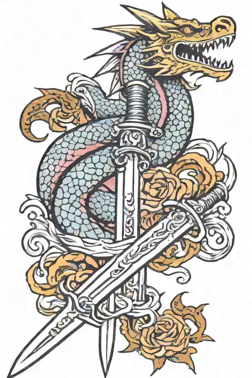 Sword With Dragon Wrapped