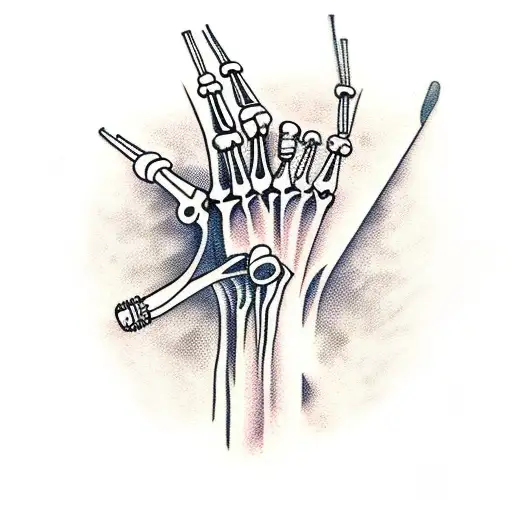 Skeleton Hand With Drum Sticks