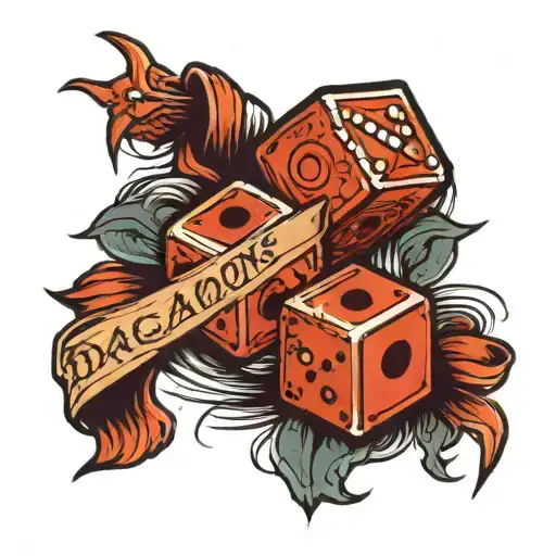 Dungeons And Dragaons Dice With Banner Wrapped