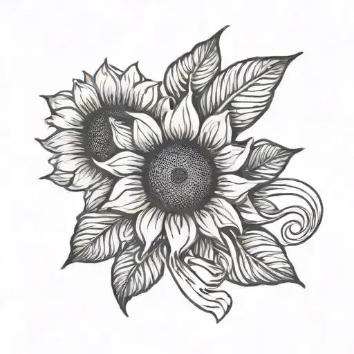 Cancer Ribbon Wrapped Around Sunflower Blooming