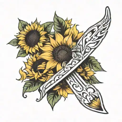 Cancer Ribbon Wrapped Around Sunflower