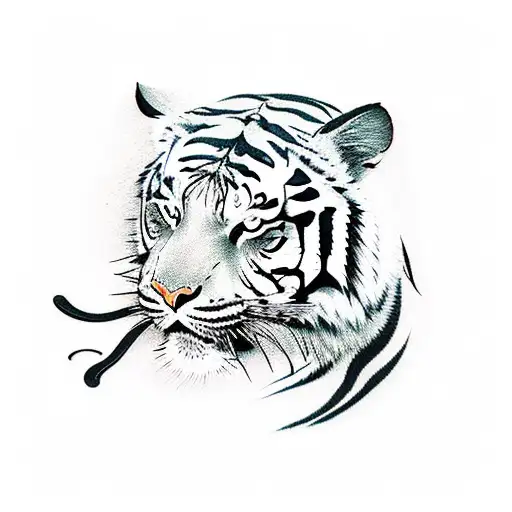 Aikido Inspired Tiger In Blackwork Style
