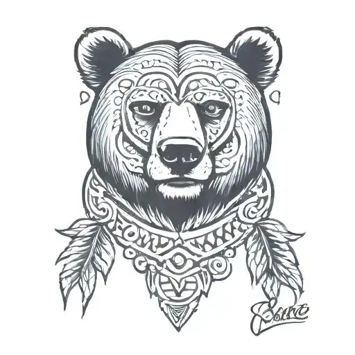Bear Face Calm Kind With Runes