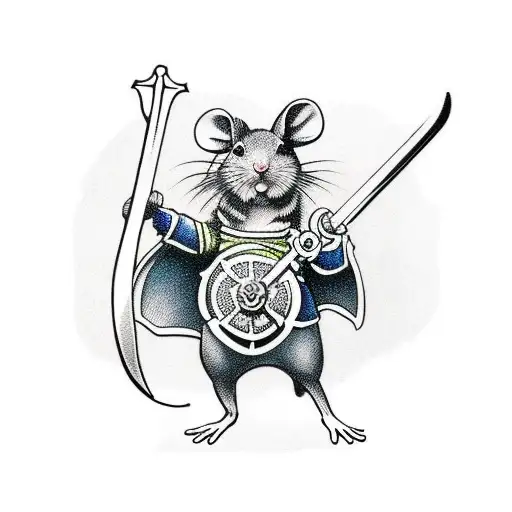 Mouse Standing Up And Holding A Sword Above Its Head