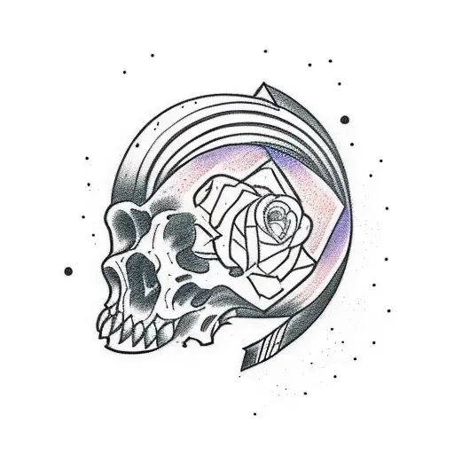 A Sketch-style Tattoo Of An Archaeologist Exploring A Mountain Cave