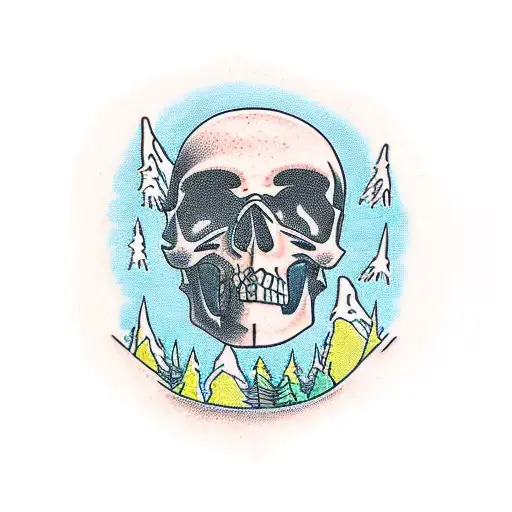 A Mountain Biker Riding On A Giant Skull