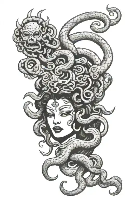 Medusa With Oni Mask