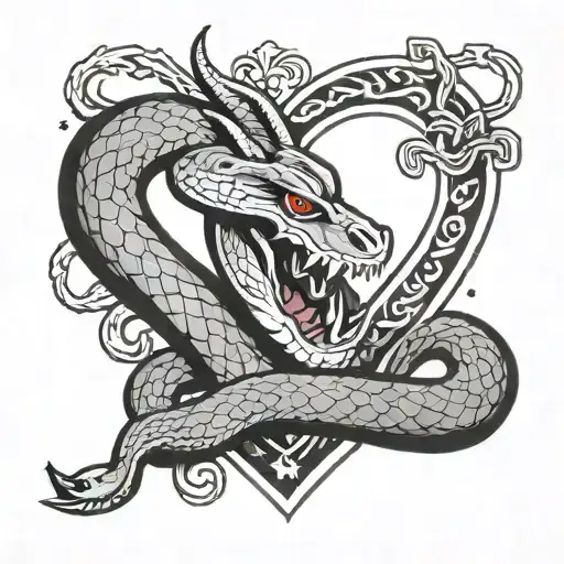 Snake Biting Into Heart