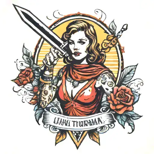 Una Thurman With The Sword
