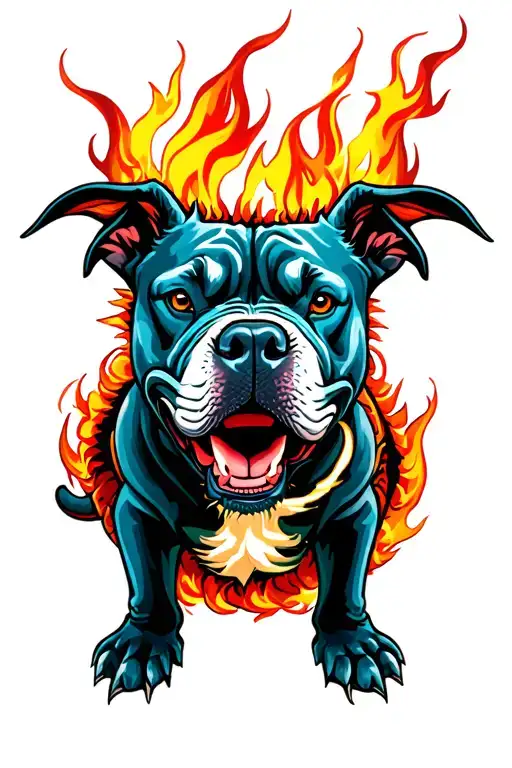 Pitbull Dragon Breathing Fire