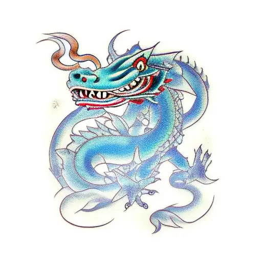Water Dragon With Geshia And Hannya