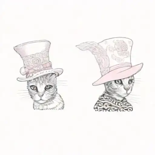 A Cat Wearing A Pink Hat Mix With Dia De Los Muertos