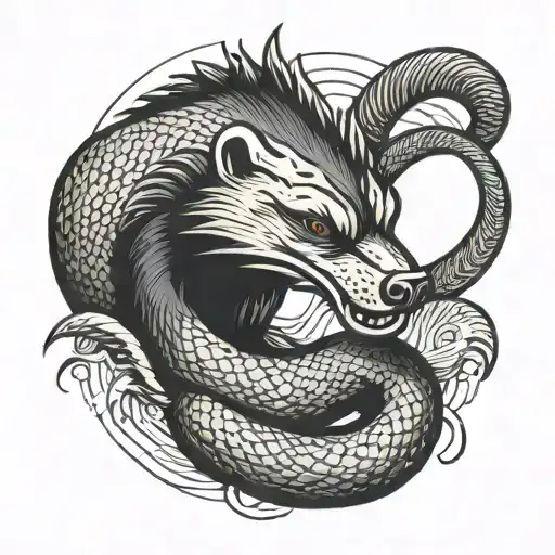 Honey Badger And Snake Wrapped