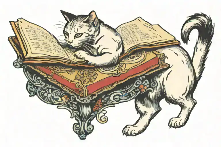 Cat Reading A Book