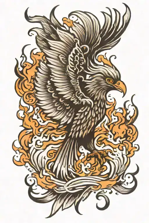 Phoenix In Flames Black And White