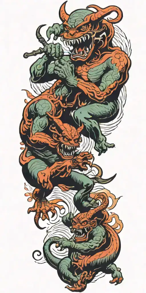 Demons And Monsters Fight Against Sailors