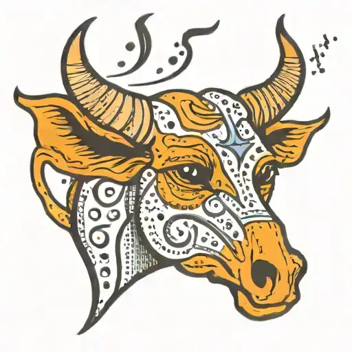 Bull Head Music Notes French Fireball Sparkles