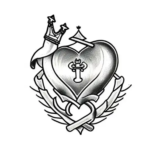 Heart With Crown And Arrows