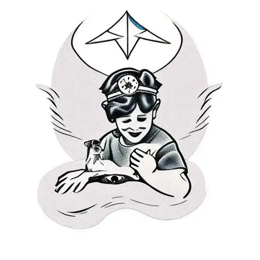 Boy With Dog Watching How The World Destroys