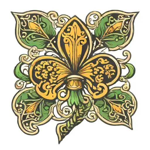 Fleur Di Lis And A Shamrock Intertwined