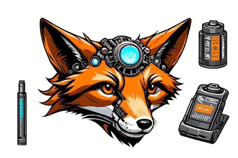 Mechanical Steampunk Robotic Fox Head Incorporating Battery Elements
