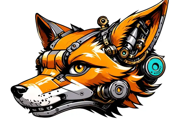 Mechanical Steampunk Robotic Fox Head Made With Battery Elements