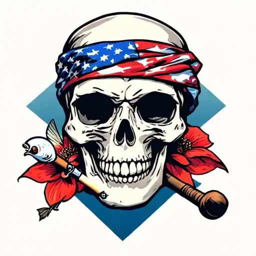 Skull Bandana Cigarette Fishing Pole