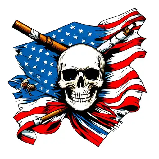 Skull American Flag Bandana Cigarette Fishing Pole