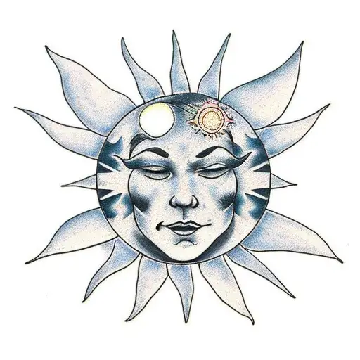 Moon And Sun With Sad Face