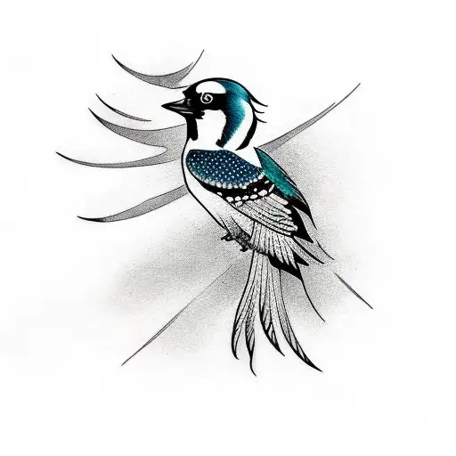 A Fliying Magpie With A Paper In Black And White